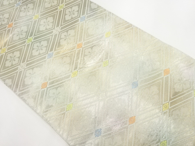 アンティーク　花菱模様織り出し袋帯（材料）